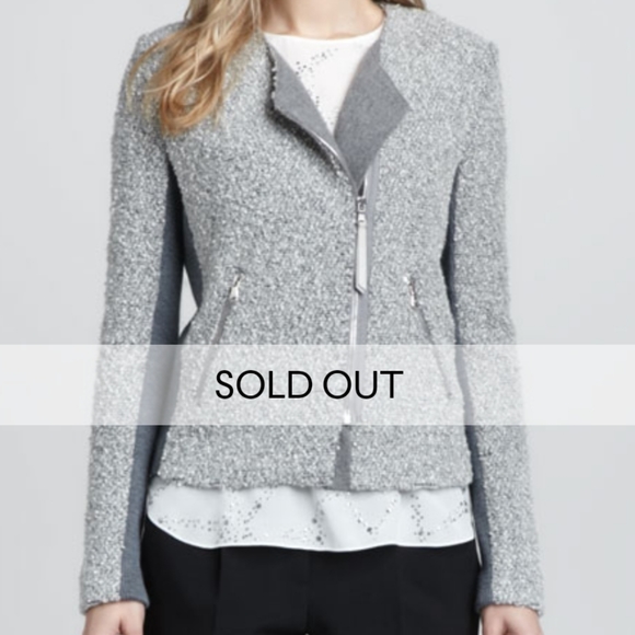 STUNNING REBECCA TAYLOR SNOWFLAKE TWEED MOTO WOOL MIX JACKET - Picture 12 of 13